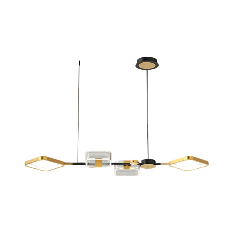 Square Metal Ceiling Suspension Lamp Simplicity LED Gold Hanging Island Light for Restaurant Clearhalo 'Ceiling Lights' 'Chandeliers' 'Modern Chandeliers' 'Modern' Lighting' 1586169
