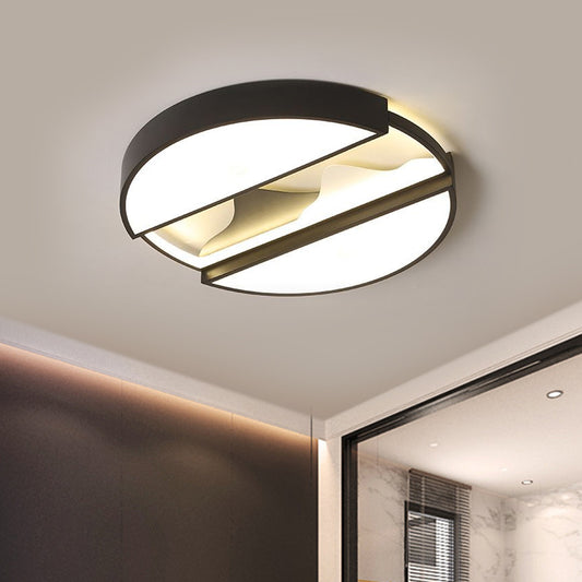 16.5"/20.5" Wide Modern LED Ceiling Flush Black Dissected Circle Flush Mount Fixture with Metal Shade in Warm/White Light Black Clearhalo 'Ceiling Lights' 'Close To Ceiling Lights' 'Close to ceiling' 'Flush mount' Lighting' 1586171