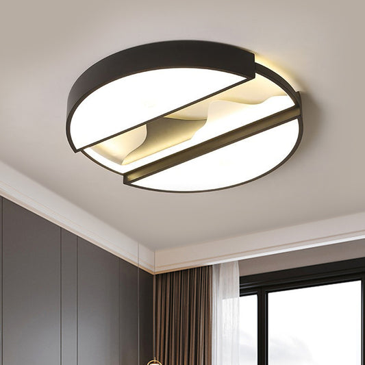 16.5"/20.5" Wide Modern LED Ceiling Flush Black Dissected Circle Flush Mount Fixture with Metal Shade in Warm/White Light Clearhalo 'Ceiling Lights' 'Close To Ceiling Lights' 'Close to ceiling' 'Flush mount' Lighting' 1586172