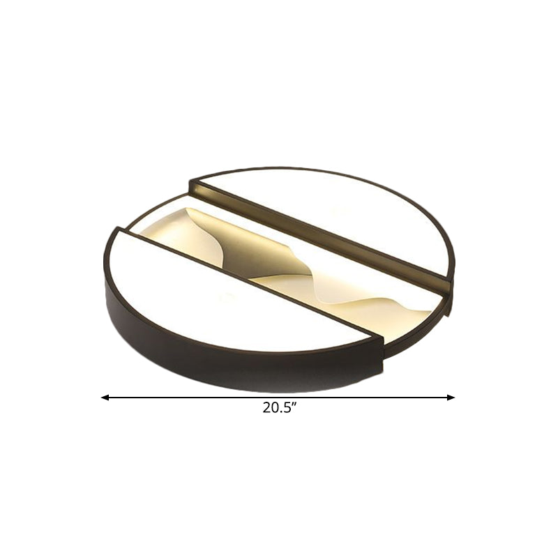 16.5"/20.5" Wide Modern LED Ceiling Flush Black Dissected Circle Flush Mount Fixture with Metal Shade in Warm/White Light Clearhalo 'Ceiling Lights' 'Close To Ceiling Lights' 'Close to ceiling' 'Flush mount' Lighting' 1586175