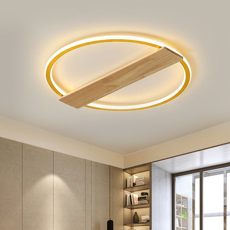 Metallic Ring Flush Mount Lamp Simple Black/Gold LED Ceiling Fixture with Plank Deco in Warm/White Light, 16.5"/20.5" Wide Clearhalo 'Ceiling Lights' 'Close To Ceiling Lights' 'Close to ceiling' 'Flush mount' Lighting' 1586177