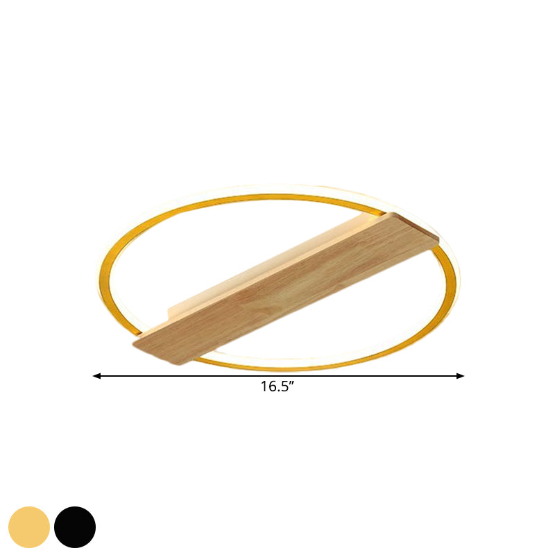 Metallic Ring Flush Mount Lamp Simple Black/Gold LED Ceiling Fixture with Plank Deco in Warm/White Light, 16.5"/20.5" Wide Clearhalo 'Ceiling Lights' 'Close To Ceiling Lights' 'Close to ceiling' 'Flush mount' Lighting' 1586179