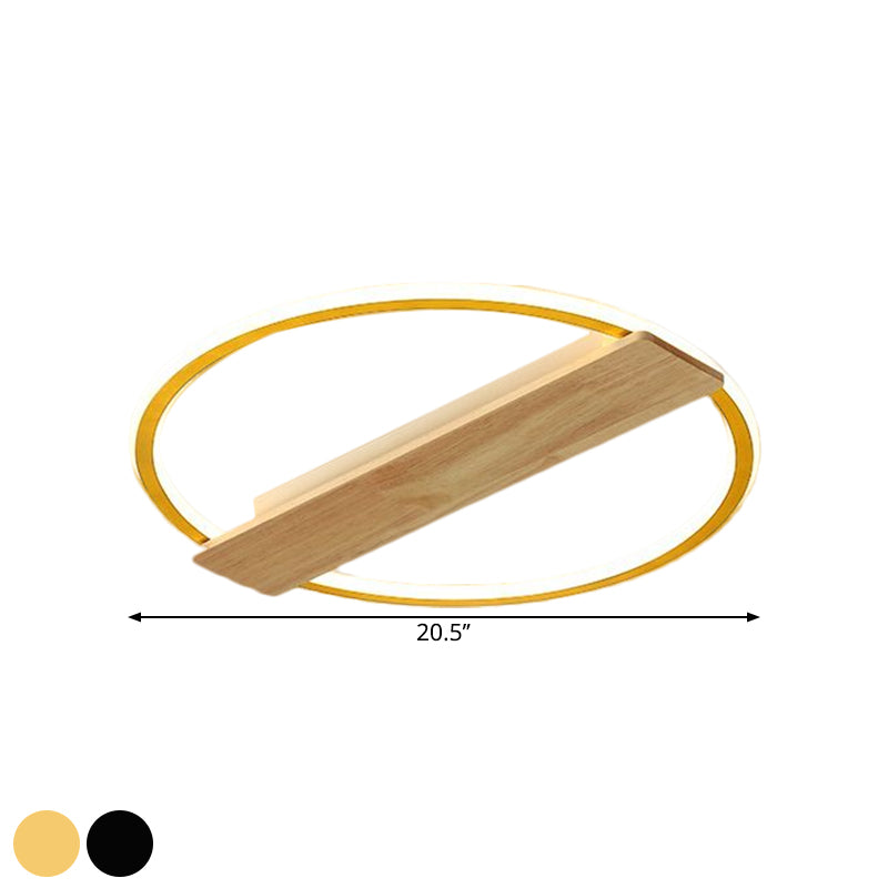 Metallic Ring Flush Mount Lamp Simple Black/Gold LED Ceiling Fixture with Plank Deco in Warm/White Light, 16.5"/20.5" Wide Clearhalo 'Ceiling Lights' 'Close To Ceiling Lights' 'Close to ceiling' 'Flush mount' Lighting' 1586180