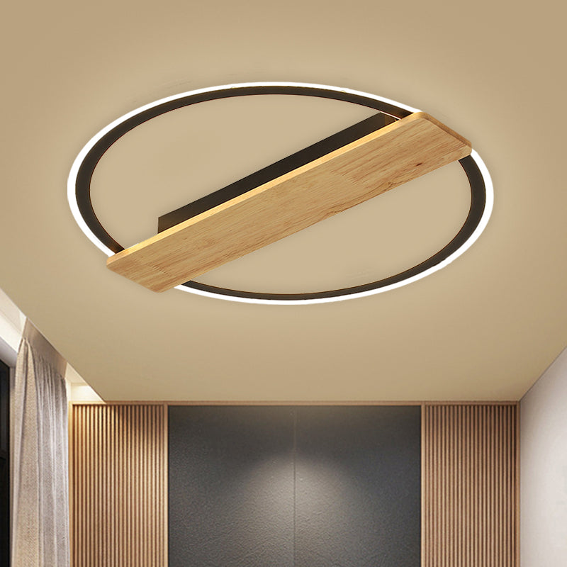 Metallic Ring Flush Mount Lamp Simple Black/Gold LED Ceiling Fixture with Plank Deco in Warm/White Light, 16.5"/20.5" Wide Black Clearhalo 'Ceiling Lights' 'Close To Ceiling Lights' 'Close to ceiling' 'Flush mount' Lighting' 1586181