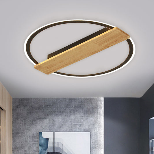 Metallic Ring Flush Mount Lamp Simple Black/Gold LED Ceiling Fixture with Plank Deco in Warm/White Light, 16.5"/20.5" Wide Clearhalo 'Ceiling Lights' 'Close To Ceiling Lights' 'Close to ceiling' 'Flush mount' Lighting' 1586182