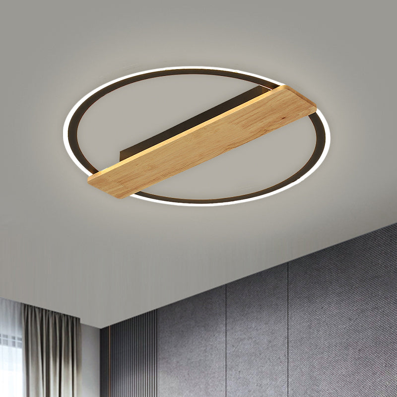 Metallic Ring Flush Mount Lamp Simple Black/Gold LED Ceiling Fixture with Plank Deco in Warm/White Light, 16.5"/20.5" Wide Clearhalo 'Ceiling Lights' 'Close To Ceiling Lights' 'Close to ceiling' 'Flush mount' Lighting' 1586183