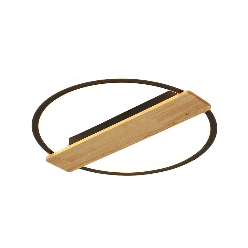 Metallic Ring Flush Mount Lamp Simple Black/Gold LED Ceiling Fixture with Plank Deco in Warm/White Light, 16.5"/20.5" Wide Clearhalo 'Ceiling Lights' 'Close To Ceiling Lights' 'Close to ceiling' 'Flush mount' Lighting' 1586184