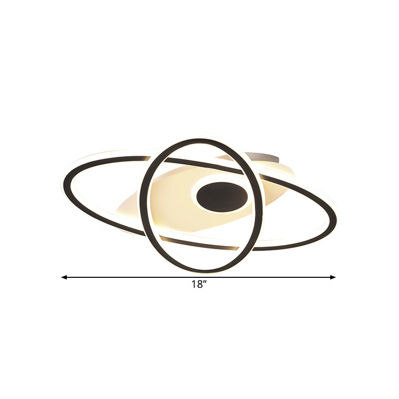 18"/21.5" W Black LED Stacked Oval Semi Flush Contemporary Acrylic Close to Ceiling Lighting in Warm/White Light Clearhalo 'Ceiling Lights' 'Close To Ceiling Lights' 'Close to ceiling' 'Semi-flushmount' Lighting' 1586188