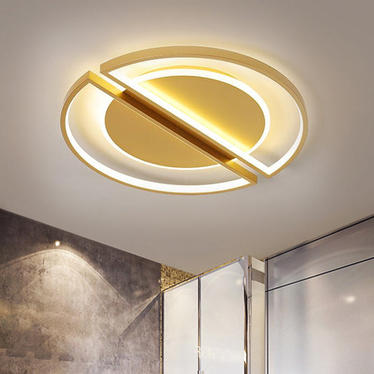 16.5"/20.5" Wide LED Bedroom Flush Mount Lamp Simple Gold Ceiling Flush with Splicing Round Shade in Warm/White Light Gold Clearhalo 'Ceiling Lights' 'Close To Ceiling Lights' 'Close to ceiling' 'Flush mount' Lighting' 1586195