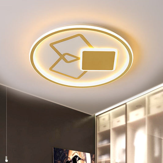 16.5"/20.5" Wide Round Ceiling Lamp Contemporary Metal Black/Gold LED Flush Mount Light in Warm/White Light Gold Clearhalo 'Ceiling Lights' 'Close To Ceiling Lights' 'Close to ceiling' 'Flush mount' Lighting' 1586204