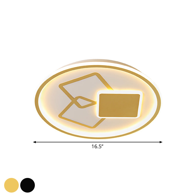 16.5"/20.5" Wide Round Ceiling Lamp Contemporary Metal Black/Gold LED Flush Mount Light in Warm/White Light Clearhalo 'Ceiling Lights' 'Close To Ceiling Lights' 'Close to ceiling' 'Flush mount' Lighting' 1586207