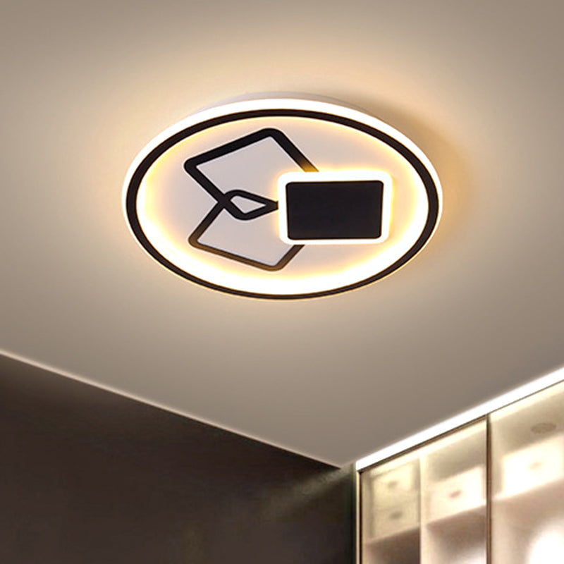 16.5"/20.5" Wide Round Ceiling Lamp Contemporary Metal Black/Gold LED Flush Mount Light in Warm/White Light Black Clearhalo 'Ceiling Lights' 'Close To Ceiling Lights' 'Close to ceiling' 'Flush mount' Lighting' 1586209