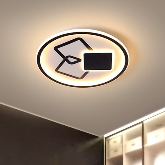 16.5"/20.5" Wide Round Ceiling Lamp Contemporary Metal Black/Gold LED Flush Mount Light in Warm/White Light Black Clearhalo 'Ceiling Lights' 'Close To Ceiling Lights' 'Close to ceiling' 'Flush mount' Lighting' 1586209