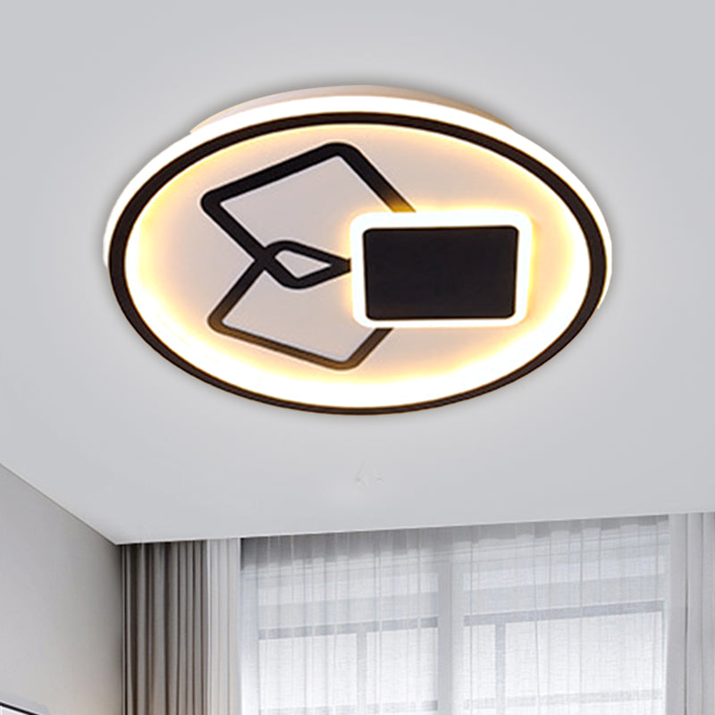 16.5"/20.5" Wide Round Ceiling Lamp Contemporary Metal Black/Gold LED Flush Mount Light in Warm/White Light Clearhalo 'Ceiling Lights' 'Close To Ceiling Lights' 'Close to ceiling' 'Flush mount' Lighting' 1586210