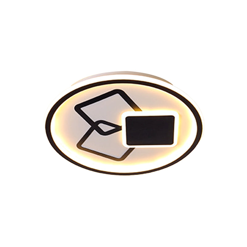 16.5"/20.5" Wide Round Ceiling Lamp Contemporary Metal Black/Gold LED Flush Mount Light in Warm/White Light Clearhalo 'Ceiling Lights' 'Close To Ceiling Lights' 'Close to ceiling' 'Flush mount' Lighting' 1586212