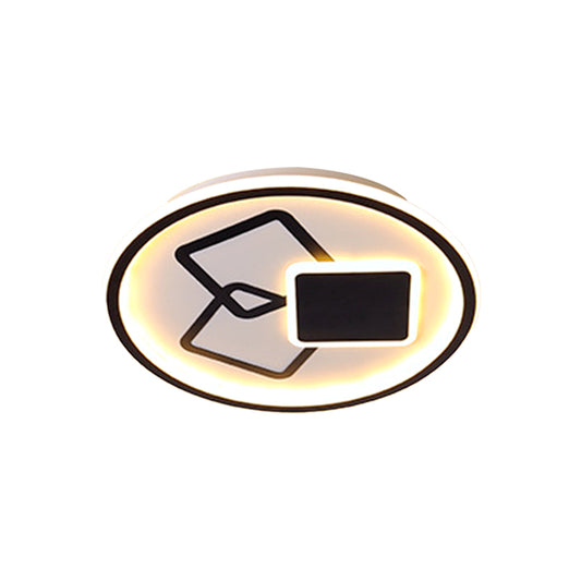 16.5"/20.5" Wide Round Ceiling Lamp Contemporary Metal Black/Gold LED Flush Mount Light in Warm/White Light Clearhalo 'Ceiling Lights' 'Close To Ceiling Lights' 'Close to ceiling' 'Flush mount' Lighting' 1586212