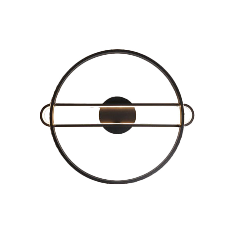 16.5"/20.5" Wide Ring Bedroom Semi Flush Metallic LED Modernist Close to Ceiling Lighting in Black, Warm/White Light Clearhalo 'Ceiling Lights' 'Close To Ceiling Lights' 'Close to ceiling' 'Semi-flushmount' Lighting' 1586214