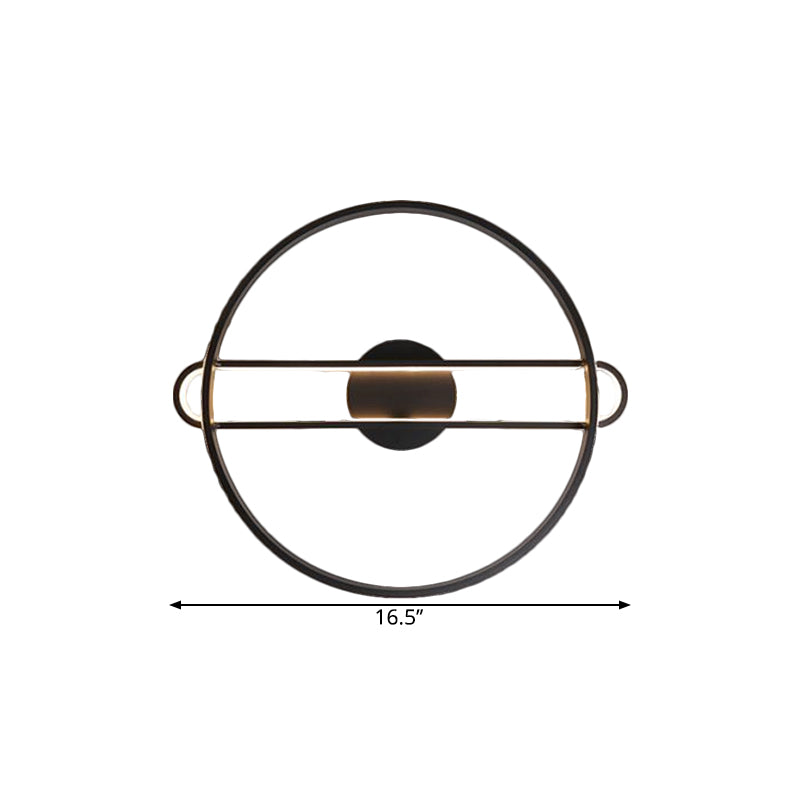 16.5"/20.5" Wide Ring Bedroom Semi Flush Metallic LED Modernist Close to Ceiling Lighting in Black, Warm/White Light Clearhalo 'Ceiling Lights' 'Close To Ceiling Lights' 'Close to ceiling' 'Semi-flushmount' Lighting' 1586216