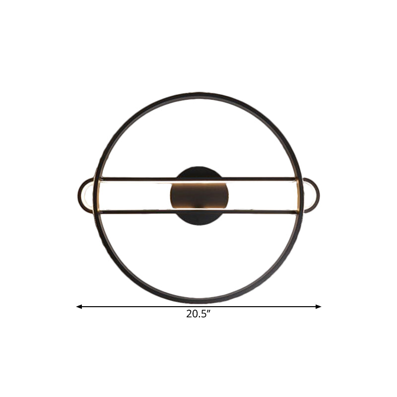 16.5"/20.5" Wide Ring Bedroom Semi Flush Metallic LED Modernist Close to Ceiling Lighting in Black, Warm/White Light Clearhalo 'Ceiling Lights' 'Close To Ceiling Lights' 'Close to ceiling' 'Semi-flushmount' Lighting' 1586217