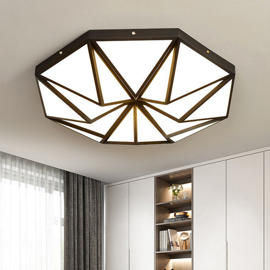 Geometric Great Room Flush Light Acrylic LED Simplicity Ceiling Mounted Fixture in Black/White/Gold Black Clearhalo 'Ceiling Lights' 'Close To Ceiling Lights' 'Close to ceiling' 'Flush mount' Lighting' 1586218