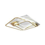 Square Bedroom Ceiling Lighting Metal LED Simplicity Semi Flush Mount Light in Gold Clearhalo 'Ceiling Lights' 'Close To Ceiling Lights' 'Close to ceiling' 'Semi-flushmount' Lighting' 1586232