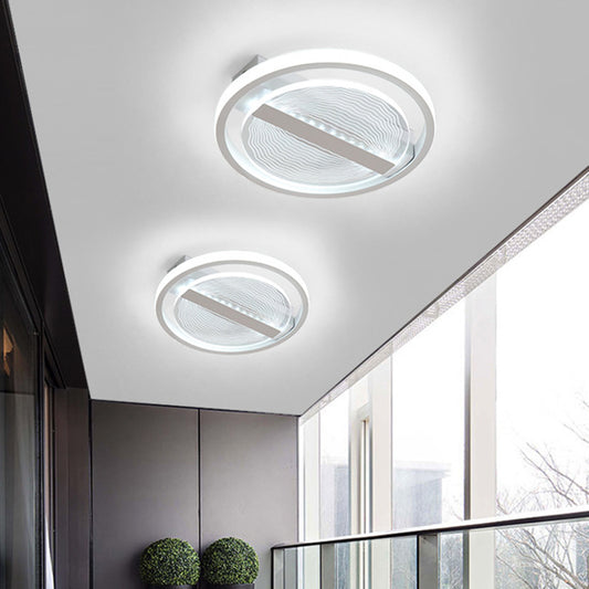 Circular Clear Acrylic Semi Flush Modern Style LED White Ceiling Fixture in Warm/White Light Clear Clearhalo 'Ceiling Lights' 'Close To Ceiling Lights' 'Close to ceiling' 'Semi-flushmount' Lighting' 1586234