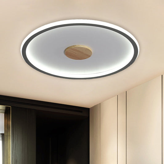16.5"/20.5" Width Circular LED Flushmount Lighting Simple Metallic Living Room Ceiling Mounted Fixture in Black/Grey, Warm/White Light Clearhalo 'Ceiling Lights' 'Close To Ceiling Lights' 'Close to ceiling' 'Flush mount' Lighting' 1586254