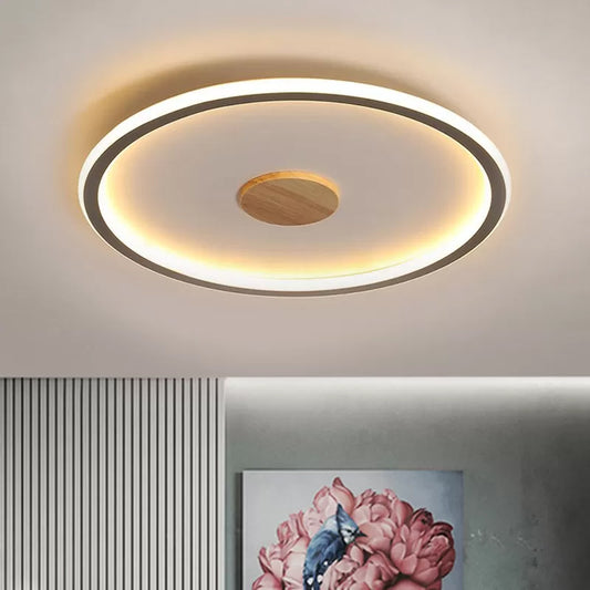 16.5"/20.5" Width Circular LED Flushmount Lighting Simple Metallic Living Room Ceiling Mounted Fixture in Black/Grey, Warm/White Light Clearhalo 'Ceiling Lights' 'Close To Ceiling Lights' 'Close to ceiling' 'Flush mount' Lighting' 1586260