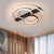 16.5"/20.5" Width 3-Ring Ceiling Flush Contemporary Metal Black and White LED Semi Flush Mount in Warm/White Light Black-White Clearhalo 'Ceiling Lights' 'Close To Ceiling Lights' 'Close to ceiling' 'Semi-flushmount' Lighting' 1586268