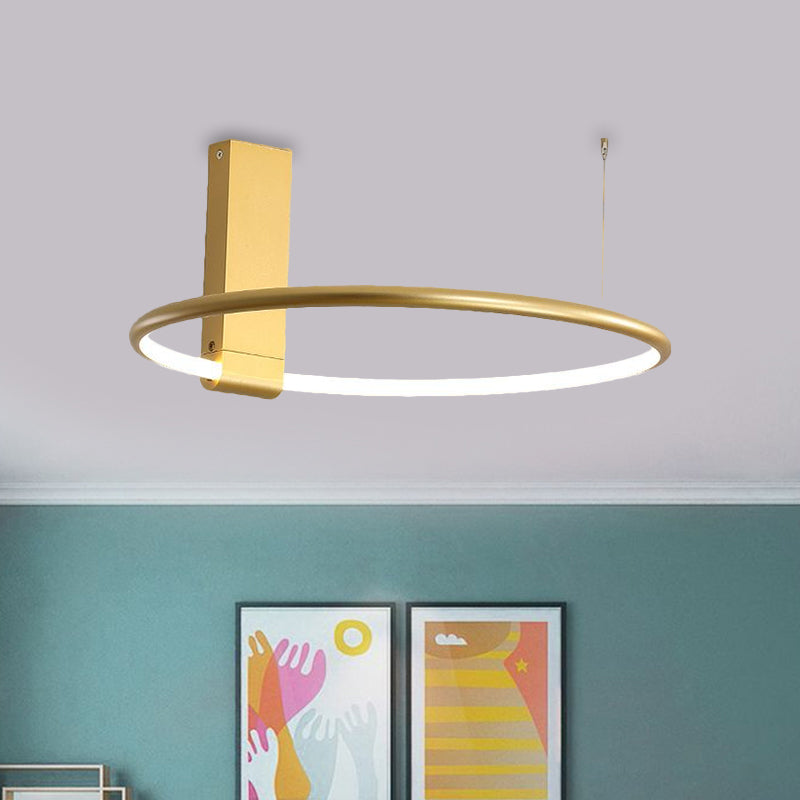 16"/23.5" Wide Ring Ceiling Fixture Modern Style Metallic Black/White/Gold LED Flush Mount Lamp in Warm/White/Natural Light Gold Clearhalo 'Ceiling Lights' 'Close To Ceiling Lights' 'Close to ceiling' 'Flush mount' Lighting' 1586282
