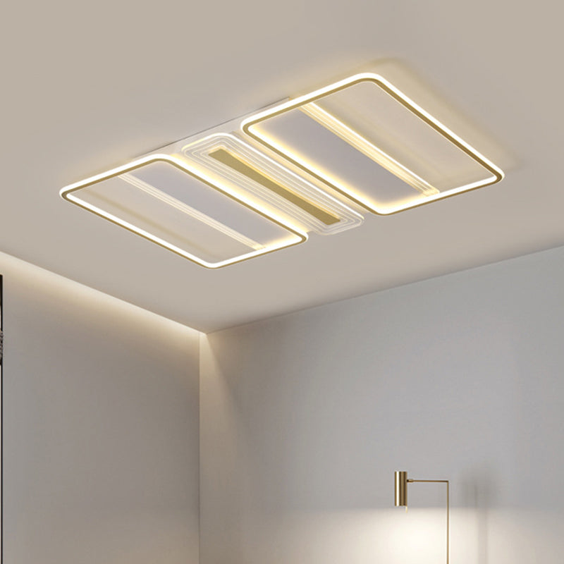 Clear Acrylic Rectangle Semi Flush Modern Style LED White Close to Ceiling Lamp in Warm/White Light - Clear - Clearhalo - 'Ceiling Lights' - 'Close To Ceiling Lights' - 'Close to ceiling' - 'Semi-flushmount' - Lighting' - 1586304