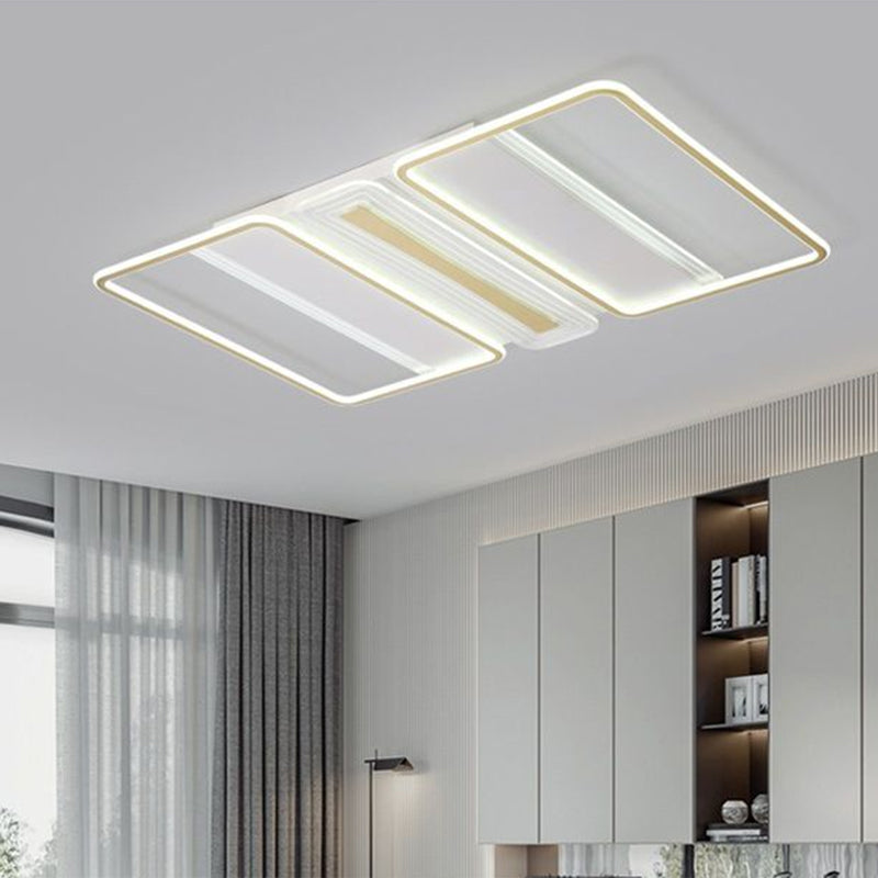 Clear Acrylic Rectangle Semi Flush Modern Style LED White Close to Ceiling Lamp in Warm/White Light - Clearhalo - 'Ceiling Lights' - 'Close To Ceiling Lights' - 'Close to ceiling' - 'Semi-flushmount' - Lighting' - 1586305