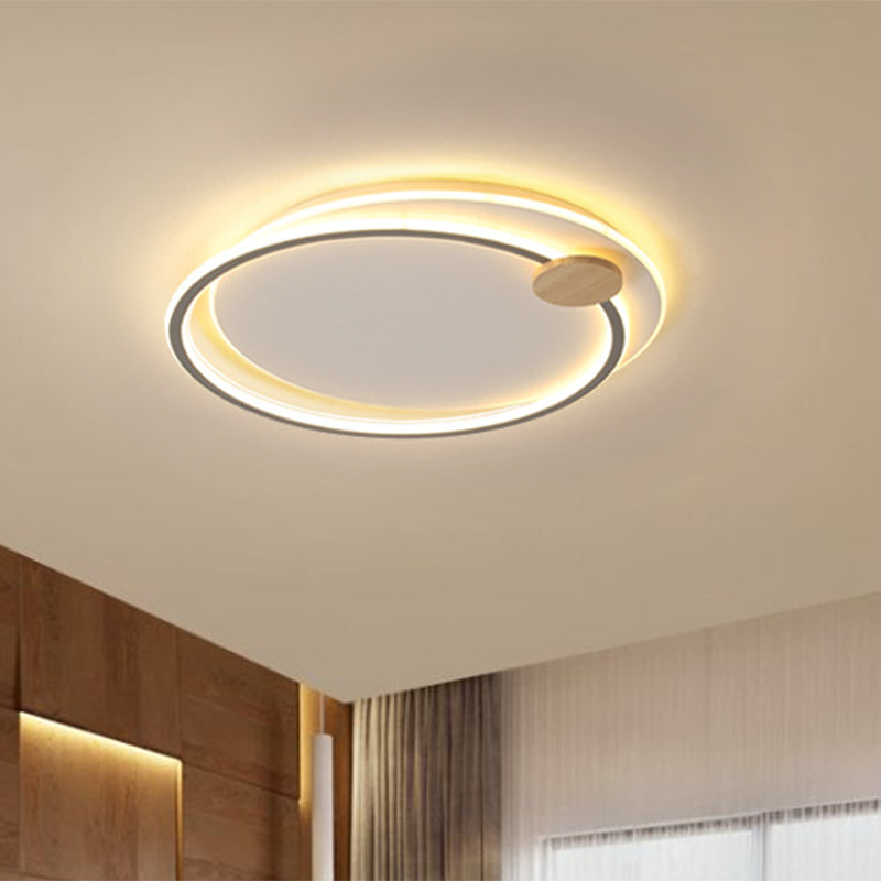 Metal LED Circle Ceiling Lamp Simplicity Black/Grey Flush Mount Lighting Fixture in Warm/White Light, 16.5"/20.5" Width - Clearhalo - 'Ceiling Lights' - 'Close To Ceiling Lights' - 'Close to ceiling' - 'Flush mount' - Lighting' - 1586309