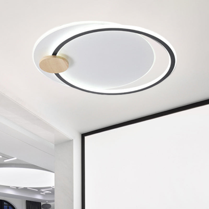 Metal LED Circle Ceiling Lamp Simplicity Black/Grey Flush Mount Lighting Fixture in Warm/White Light, 16.5"/20.5" Width - Clearhalo - 'Ceiling Lights' - 'Close To Ceiling Lights' - 'Close to ceiling' - 'Flush mount' - Lighting' - 1586315