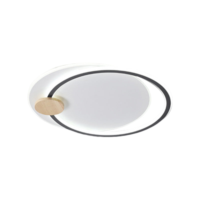 Metal LED Circle Ceiling Lamp Simplicity Black/Grey Flush Mount Lighting Fixture in Warm/White Light, 16.5"/20.5" Width - Clearhalo - 'Ceiling Lights' - 'Close To Ceiling Lights' - 'Close to ceiling' - 'Flush mount' - Lighting' - 1586316