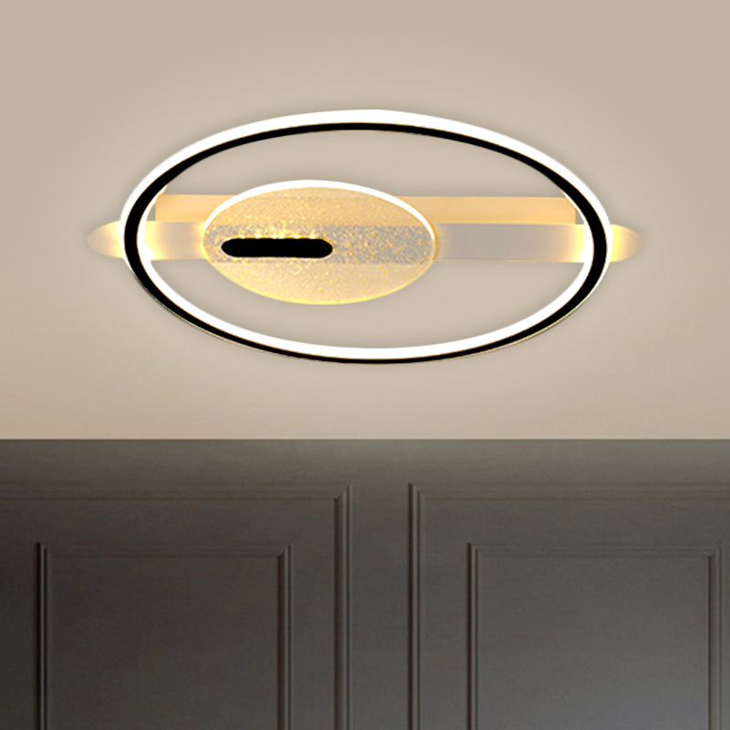Black/Gold LED Round Semi-Flush Mount Simplicity Acrylic Ceiling Lamp Fixture in Warm/White Light, 16.5"/20.5" Width - Clearhalo - 'Ceiling Lights' - 'Close To Ceiling Lights' - 'Close to ceiling' - 'Semi-flushmount' - Lighting' - 1586329