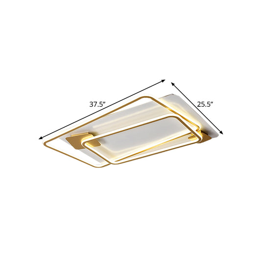 Rectangle Semi Flush Light Simple Style Metallic Sitting Room LED Close to Ceiling Lamp Clearhalo 'Ceiling Lights' 'Close To Ceiling Lights' 'Close to ceiling' 'Semi-flushmount' Lighting' 1586334