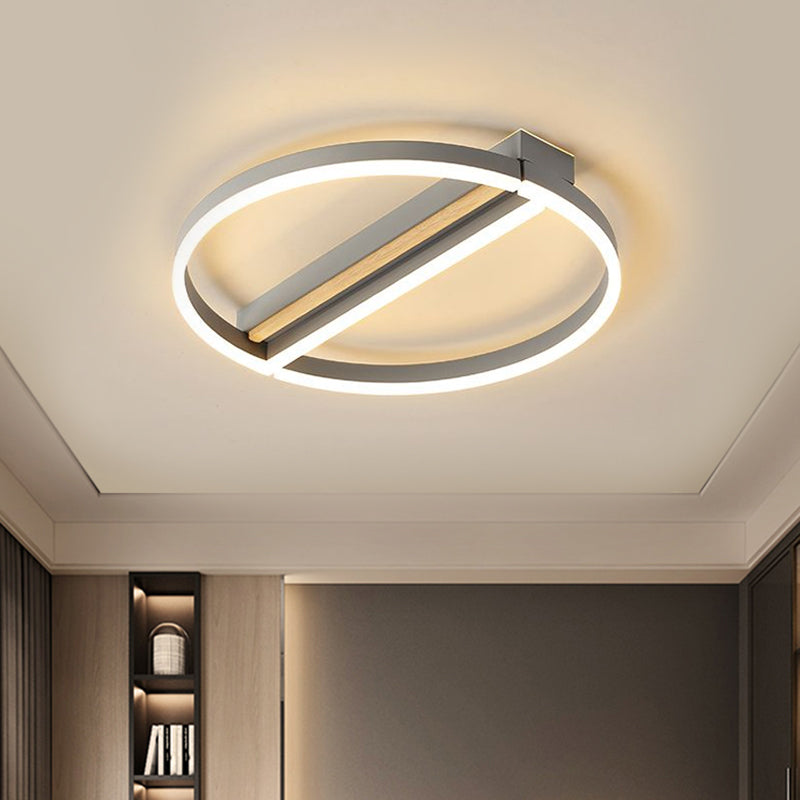 16.5"/20.5" Wide Circle Semi Flush Mount Minimalism Metal LED Parlor Ceiling Fixture in Gold/Grey, Warm/White Light Clearhalo 'Ceiling Lights' 'Close To Ceiling Lights' 'Close to ceiling' 'Flush mount' Lighting' 1586345