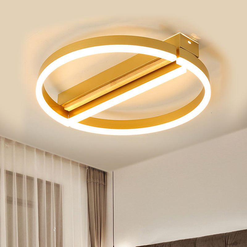 16.5"/20.5" Wide Circle Semi Flush Mount Minimalism Metal LED Parlor Ceiling Fixture in Gold/Grey, Warm/White Light Clearhalo 'Ceiling Lights' 'Close To Ceiling Lights' 'Close to ceiling' 'Flush mount' Lighting' 1586350