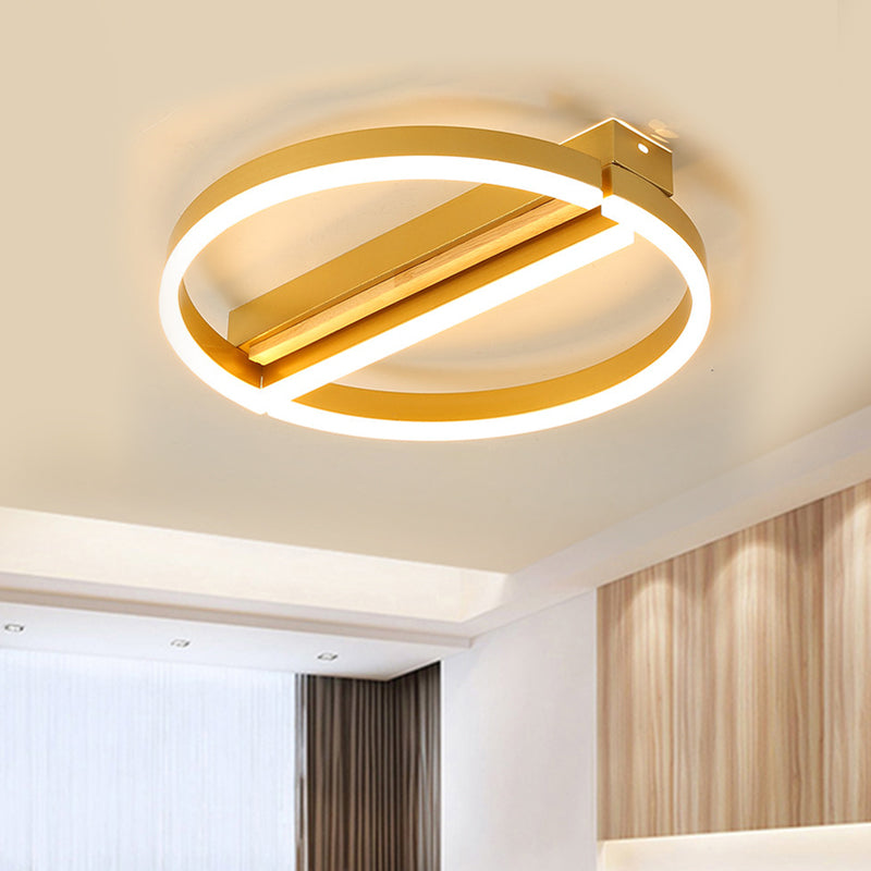 16.5"/20.5" Wide Circle Semi Flush Mount Minimalism Metal LED Parlor Ceiling Fixture in Gold/Grey, Warm/White Light Clearhalo 'Ceiling Lights' 'Close To Ceiling Lights' 'Close to ceiling' 'Flush mount' Lighting' 1586351