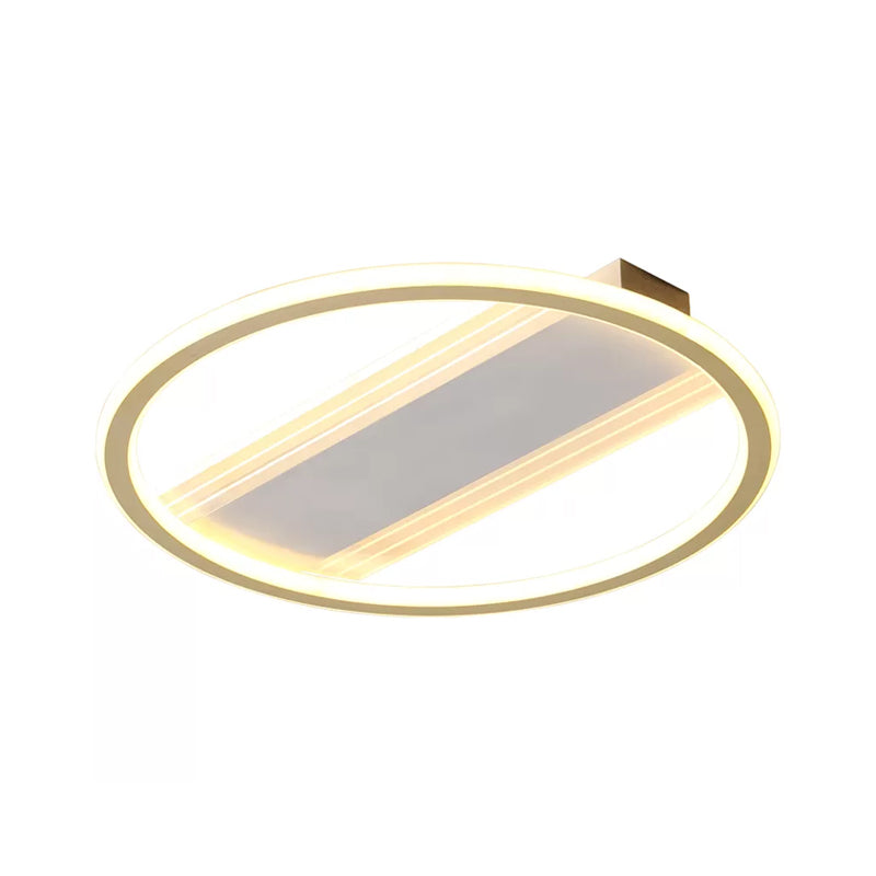Simplicity LED Ceiling Fixture White Circular Semi Flush Mount with Metallic Shade in Warm/White Light, 16.5"/20.5" Width Clearhalo 'Ceiling Lights' 'Close To Ceiling Lights' 'Close to ceiling' 'Semi-flushmount' Lighting' 1586360