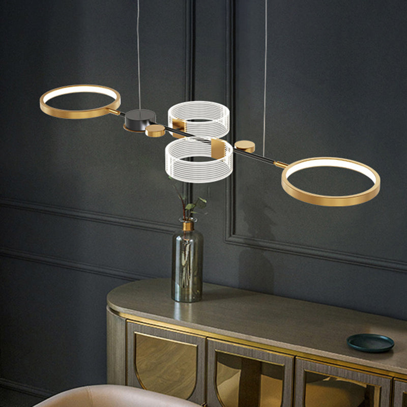 Metallic Circular Island Pendant Modernist LED Suspension Lighting Fixture in Gold Clearhalo 'Ceiling Lights' 'Chandeliers' 'Modern Chandeliers' 'Modern' Lighting' 1586368