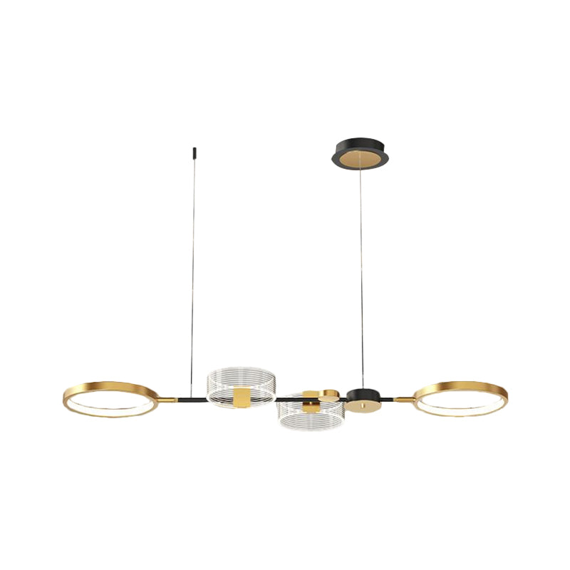 Metallic Circular Island Pendant Modernist LED Suspension Lighting Fixture in Gold Clearhalo 'Ceiling Lights' 'Chandeliers' 'Modern Chandeliers' 'Modern' Lighting' 1586369