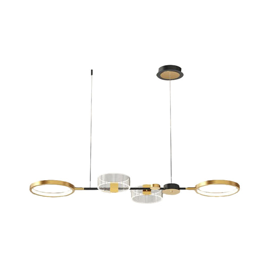 Metallic Circular Island Pendant Modernist LED Suspension Lighting Fixture in Gold Clearhalo 'Ceiling Lights' 'Chandeliers' 'Modern Chandeliers' 'Modern' Lighting' 1586369