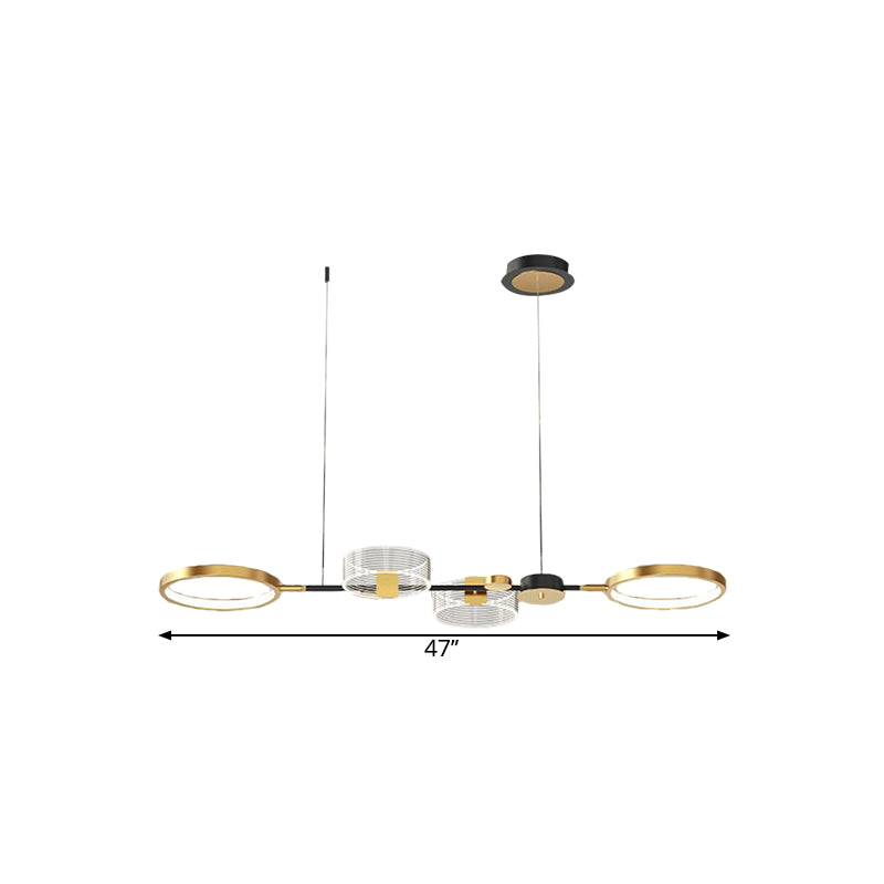 Metallic Circular Island Pendant Modernist LED Suspension Lighting Fixture in Gold Clearhalo 'Ceiling Lights' 'Chandeliers' 'Modern Chandeliers' 'Modern' Lighting' 1586370