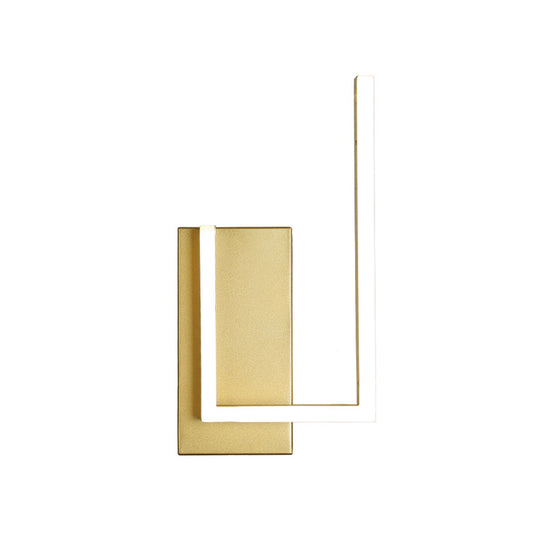 Right-Angle Linear Wall Lamp Simple Metal LED Gold Wall Sconce with Rectangle Backplate in Warm/White/3 Color Light Clearhalo 'Cast Iron' 'Glass' 'Industrial' 'Modern wall lights' 'Modern' 'Tiffany' 'Traditional wall lights' 'Wall Lamps & Sconces' 'Wall Lights' Lighting' 1586372