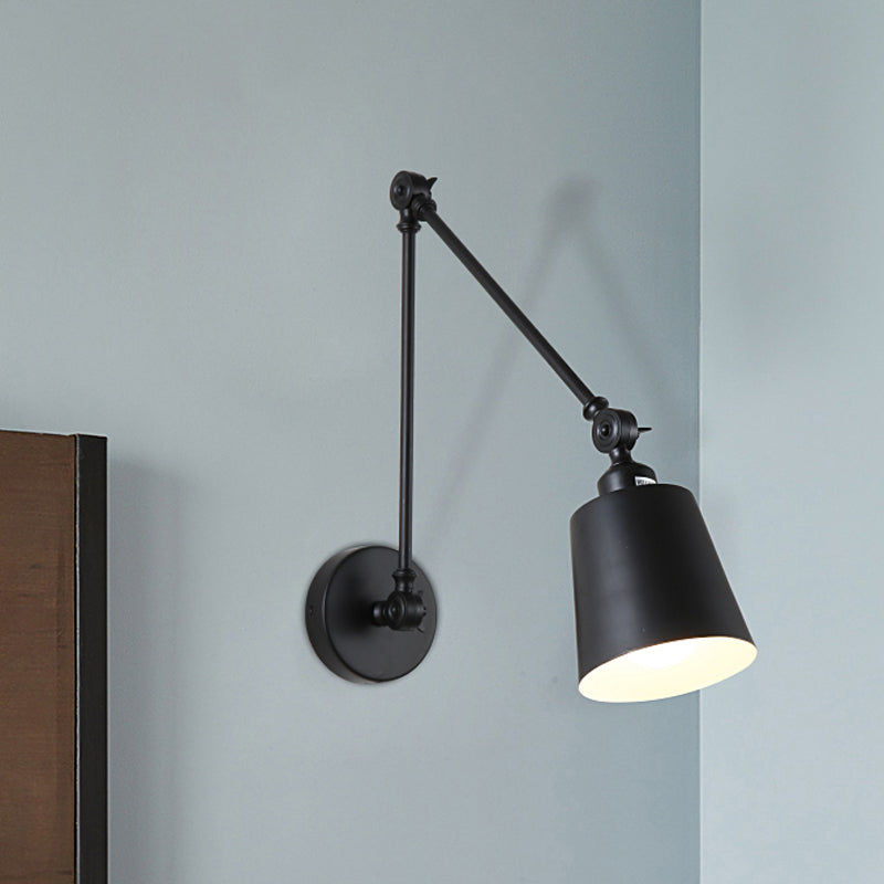 1 Light Metallic Wall Mount Light Contemporary Black/Rust Tapered Bedroom Wall Light Sconce with Adjustable Arm Clearhalo 'Art deco wall lights' 'Cast Iron' 'Glass' 'Industrial wall lights' 'Industrial' 'Middle century wall lights' 'Modern' 'Rustic wall lights' 'Tiffany' 'Traditional wall lights' 'Wall Lamps & Sconces' 'Wall Lights' Lighting' 158672