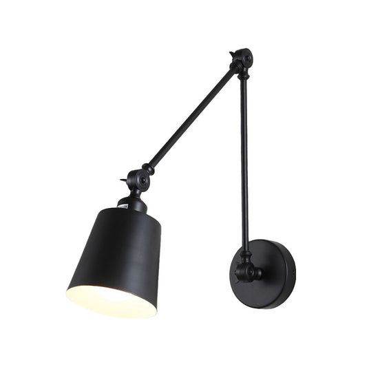 1 Light Metallic Wall Mount Light Contemporary Black/Rust Tapered Bedroom Wall Light Sconce with Adjustable Arm Clearhalo 'Art deco wall lights' 'Cast Iron' 'Glass' 'Industrial wall lights' 'Industrial' 'Middle century wall lights' 'Modern' 'Rustic wall lights' 'Tiffany' 'Traditional wall lights' 'Wall Lamps & Sconces' 'Wall Lights' Lighting' 158673