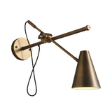 Bronze Cone Wall Sconce Light Vintage Style Metallic 1 Light Living Room Adjustable Task Lighting Clearhalo 'Art deco wall lights' 'Cast Iron' 'Glass' 'Industrial wall lights' 'Industrial' 'Middle century wall lights' 'Modern' 'Rustic wall lights' 'Tiffany' 'Traditional wall lights' 'Wall Lamps & Sconces' 'Wall Lights' Lighting' 158686