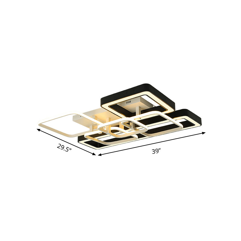 Modern Geometric Ceiling Mount Light Aluminum and Acrylic LED Living Room Light Fixture in Black and White Clearhalo 'Ceiling Lights' 'Close To Ceiling Lights' 'Close to ceiling' 'Flush mount' Lighting' 158692